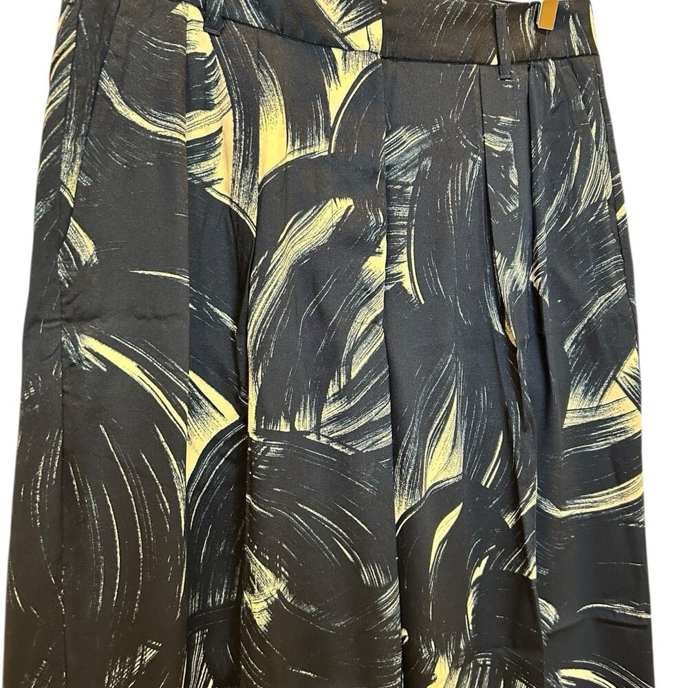 Banana Republic Brush Stroke Print Blue Relaxed Trouser Wide Leg Pants Sz 8 NWT - Picture 8 of 13